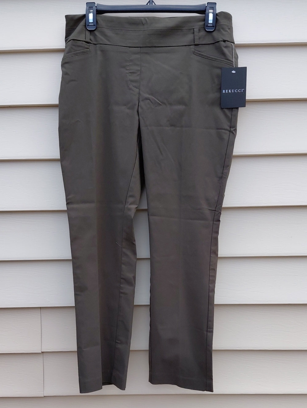 REKUCCI Women's Classic Olive Green Slim Leg Pants Size 10P